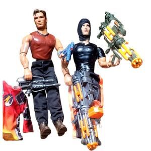 A- 12" Vintage Mattel's Max Steel & Hasbro's Action Man +  Weapons  A